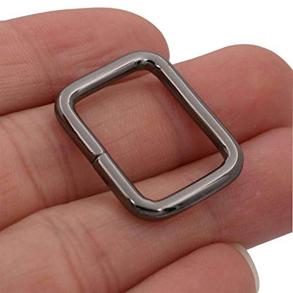 BIKICOCO Metal Rectangle Ring Buckles Square Strap Webbing Belt Rings for Bag Purse Non Welded 3/4 x 5/8 Inch - color: Gunmetal X 50 Pcs