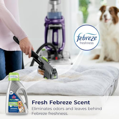 Bissell PET PRO OXY Urine Eliminator with Febreze Carpet Deep Clean Solution, StainProtect Technology, leading upright carpet cleaners, 48oz, Our best formula for pet messes & odors, (Pack of 2) - size: 48 Fl Oz (Pack of 2), style: Pet Pro Oxy with Febrez
