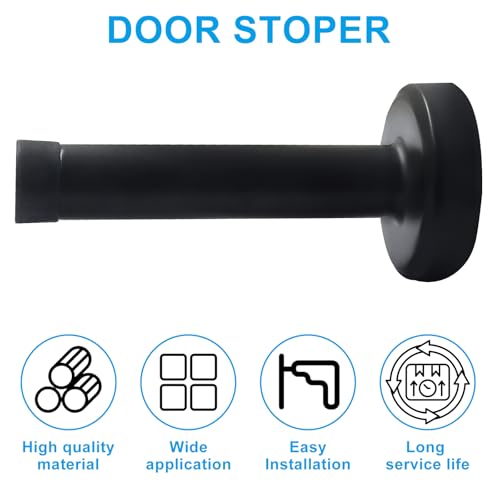 Jiozermi Black Door Stopper, 10 Pcs, Heavy Duty Wall Mounted - color: Black