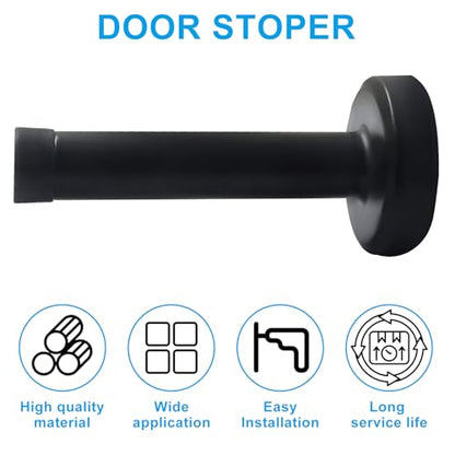 Jiozermi Black Door Stopper, 10 Pcs, Heavy Duty Wall Mounted - color: Black