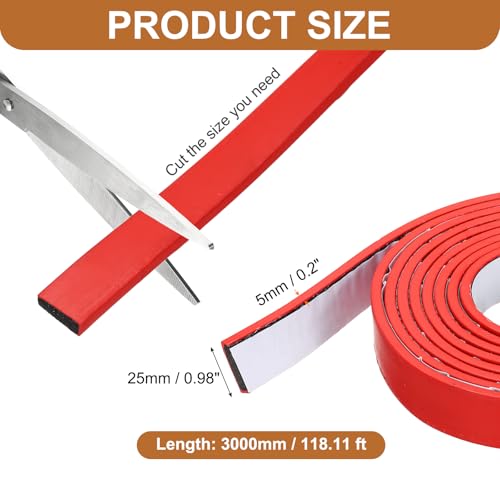 Smoke Fire Seal Strip 9.8Ft 25mm/0.98" Wx 5mm/0.2" T Red - color: Red, size: 9.8FT x 25mm / 0.98" W x 5mm / 0.2" T