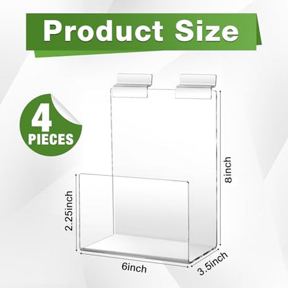 Briwooody Slatwall Shelf Acrylic Shelves, 6" Wide 3.5" Deep, Clear, 4 Pack - color: Clear, size: 6" Wide 3.5" Deep