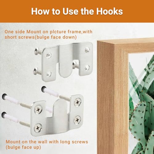 Stainless Steel Interlock Hanging Buckle, Concealed Mount Brackets Z Clip Bracket for Picture Display Art Gallery (16Pcs, Silver) - color: Silver, size: Large With Screws