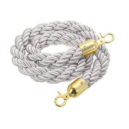 MECCANIXITY Twisted Stanchion Rope 5 Ft/1.5 M, Barrier Rope Twisted Post Ropes with Snap Hooks for Posts Stands Queue Divider Crowd Control, White Golden - color: White Golden, size: 5 Ft