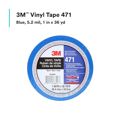 3M Vinyl Tape 471, 1 in x 36 yd, Blue, 1 Roll - size: 1 in x 36 yd, style: 1 Roll