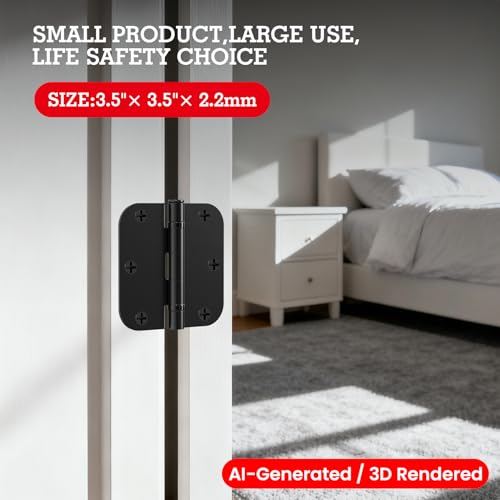 TDCHINGES Rounded Matte Black Door Hinges 3.5 Inch 5/8" Lasting No Squeak - color: Matte Black-Rounded, size: 36 Pack-Ball Bearing-lasting no squeak