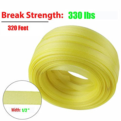 Poly Strap, Polypropylene Strapping, 320' Length, 100 pcs Clips