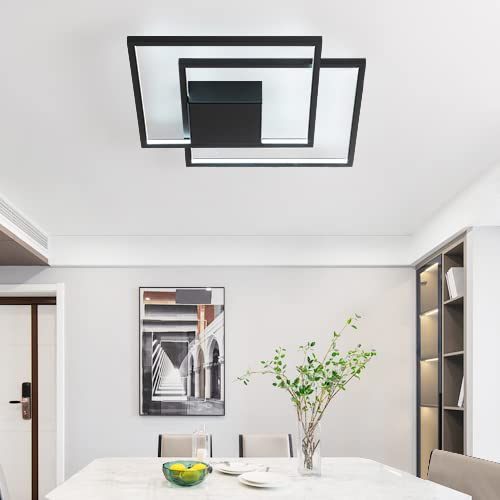 Modern LED Ceiling Light,Black,Frame Flush Mount Ceiling Light - size: 2-light squares