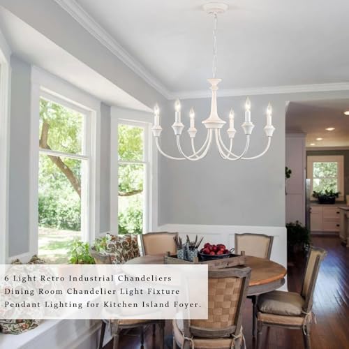 6 Light French Country Chandelier White Chandelier Pendant Light Fixture - color: 6 Light-Antique White