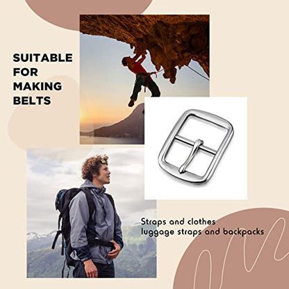 MTLEE 2 Pcs Square Belt Buckles 1.5 Inch Wide Stainless Steel, Silver