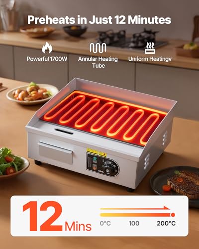 VEVOR Commercial Electric Griddle, 18", Countertop Flat Top Griddle - size: 18"