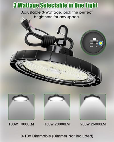 200W UFO LED High Bay Lights, AC100-277V, 6 Pack - size: 6 Pack