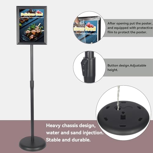 YDisplay Sign Holder Stand with Base 8.5x11inches Pedestal Floor Standing Sign Display Holder Height Adjustable Both Landscape Or Portrait Displayed,Black - size: 8.5×11inches,1pack