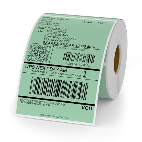 Green Thermal Labels 4 × 6 Inch Waterproof Vinyl Stickers 250 PCS - color: Green