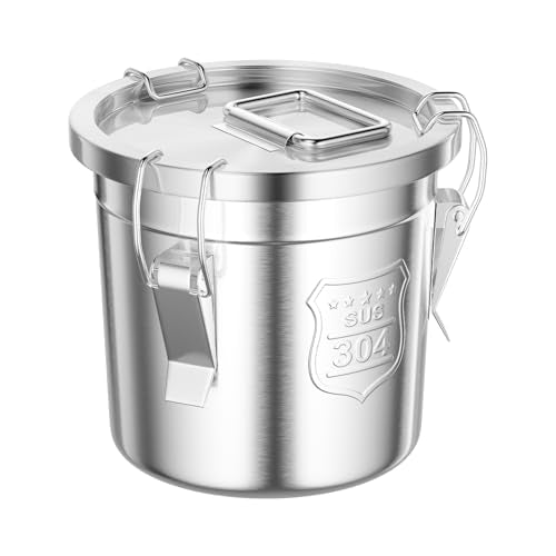 304 Stainless Steel Airtight Canister for Kitchen, 1.59Gal Canisters Container with Lids and Sturdy Locking Clamp,Bucket Food Storage Containers Airtight for Flour Coffee Bean Tea (6L) - size: 6L
