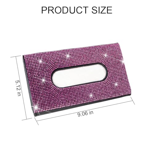 Rhinestone Leather Car Sun Visor Tissue Holder, Pink/Black - color: Pink+black