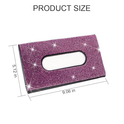 Rhinestone Leather Car Sun Visor Tissue Holder, Pink/Black - color: Pink+black