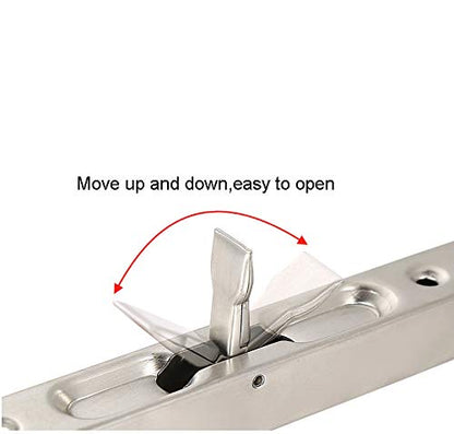 TOGU 10" Solid Stainless Steel Lever Action Flush Bolt, Concealed Security Lock For Composite, Wood, Double & Dummy Doors, Brush Stainless Steel Finish