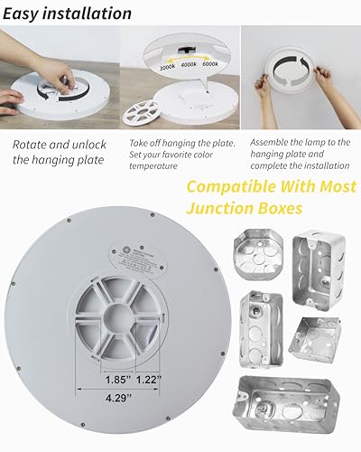 6pack 12 Inch Flush Mount Ceiling Light, 24w Led Ceiling Light, 3000k/4000k/6000k Selectable 2520lm Ceiling Lights, Super Slim Led Light Fixture For Bedroom Kitchen Living Dining Room Office (White) - color: White, size: Standard-12Inch-6Pack