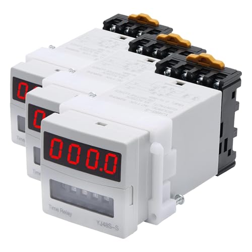 APIELE 110V AC Timer Relay Digital Display 0.1S-99H Delay Time Relay 8 Pin with Base Socket DIN Rail Mount YJ48S-S (Pack of 3) - size: 110V AC (Pack of 3)