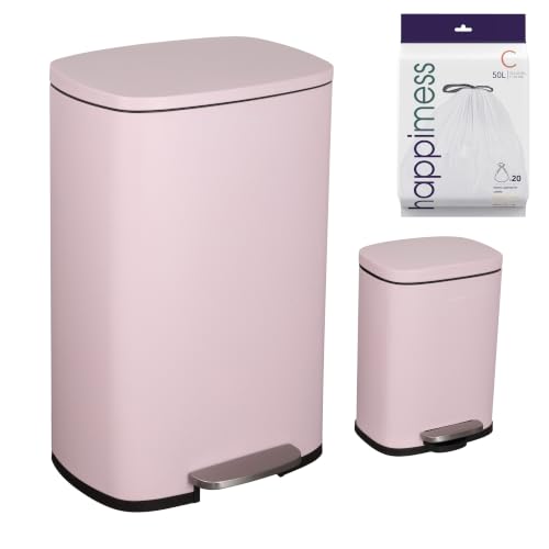happimess Connor 2-Piece Iron Trash Can, Blush Pink - color: Blush Pink