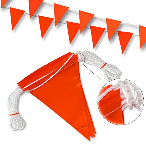 Fluorescent Orange OSHA Perimeter Marking Flags (102FT string) Warn of hazardous areas, traffic control.Marking construction sites, scaffolding, sporting events, private property. - color: Fluorescent Orange, size: 7"x10"x102Ft