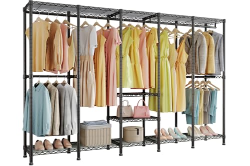 Higeego H5 Heavy Duty Clothes Rack, Black Clothing Rack for Hanging Clothes - color: Black