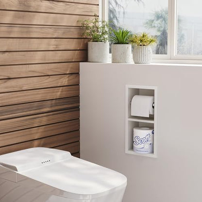 Neodrain White Recessed Toilet Paper Holder,Dual Rolls - color: White, size: 6X12In