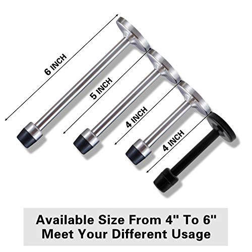 Door Stoppers 4 Pack, 5 Inch Long Door Stop, Wall Mount, Stainless Steel Doorstops Rubber Bumper Tips Wall Protector, Brushed Satin Nickel - color: Silver, size: 5" x 4 Pack