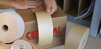 ABC PACK & SUPPLY Kraft Packing Tape, 72 mm x 450 ft, 10 Rolls Fiberglass Reinforced Water Activated Carton Sealing Tape for Shipping Boxes, Heavy Duty Gummed Paper Tapes for Packaging