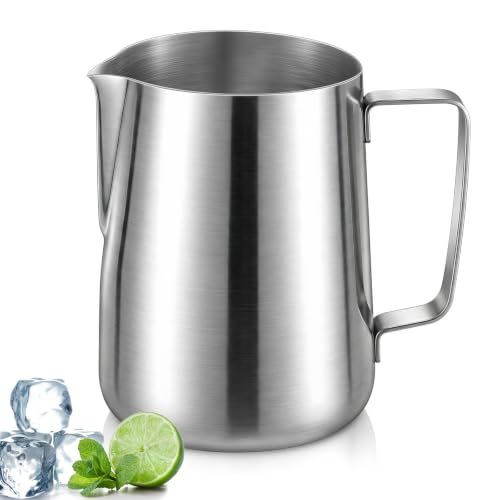 Stainless Steel Pitcher 67 oz / 2 L Beverage & Water Pitcher with Handle and Pour Spout Heavy Duty Metal 8 Cup Milk Frothing Jug for Iced Tea Coffee Milk Juice Restaurant and Home Use - size: 67.6 Ounces