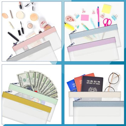 8 Pack Clear Money Envelopes for Cash Money Bag Pouch 7.6x3.7 inch - color: 8 colours-b