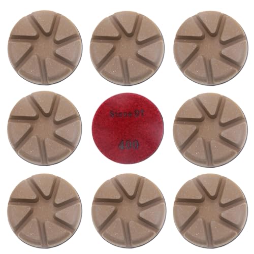Hybrid Diamond Polishing Pucks, 3’’ Floor Grinding Pads for Hard Concrete Surface, Compatible with Ride-on/Walk-Behind Floor Grinder, Aggressive Ceramic Bond, 400#, 9PCS - style: 400# 9PCS