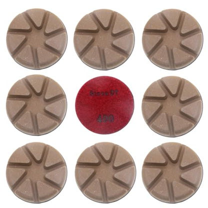 Hybrid Diamond Polishing Pucks, 3’’ Floor Grinding Pads for Hard Concrete Surface, Compatible with Ride-on/Walk-Behind Floor Grinder, Aggressive Ceramic Bond, 400#, 9PCS - style: 400# 9PCS