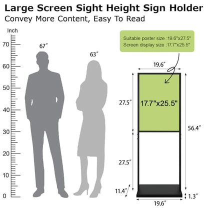 Sign Holder Floor Stand with Weighted Base, 19.6x27.5 Inch Double Sided Metal Poster Stand for Display, Heavy Duty Freestanding Poster Holder Stand for Store, Resturant ,Business