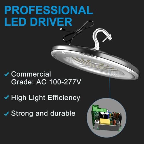 Lightdot 200W LED High Bay Lights, 5Pack Plug and Play High Bay LED Lights