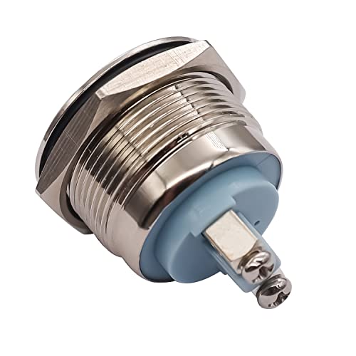 mxuteuk 22mm Momentary Push Button Switch Box Stainless Steel Metal 12V-24V DC 1 NO Flat Top Switch with Waterproof Switch Station G019 - color: Silver-C