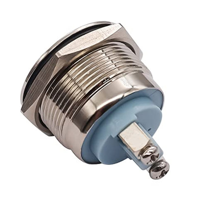 mxuteuk 22mm Momentary Push Button Switch Box Stainless Steel Metal 12V-24V DC 1 NO Flat Top Switch with Waterproof Switch Station G019 - color: Silver-C