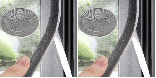 33 Ft Gray Self-Adhesive Soundproofing Weather Stripping for Doors and Windows, 0.35" Wide x 0.2" Thick (Pack of 2) - size: 33FT, 0.35'' Wide X 0.2'' Thick (Pack of 2)