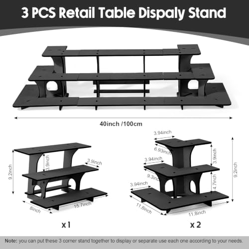 Unittype 3pcs 3tier Retail Display Farmers Market Display Stand, Black