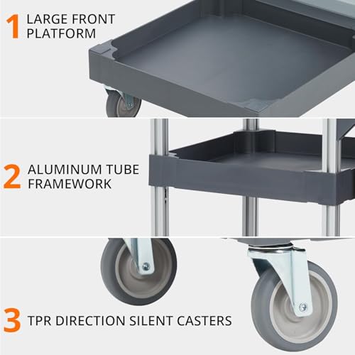 Commercial Traditional Janitorial 3-Shelf Cleaning Cart, Janitorial Carts on Wheels with Cover and Vinyl Bag, Custodial Cart, Housekeeping Carts for Hotels, Stores, Schools, and Business