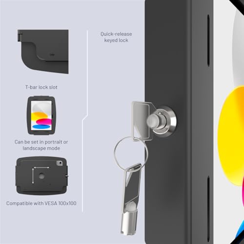 Compulocks Space Enclosure Wall Mount, Secure Anti Theft Display Holder for iPad 10th and 11th Generation (A16), Durable Steel Security Case with Lock – Black - size: iPad 10.9" 10th Gen