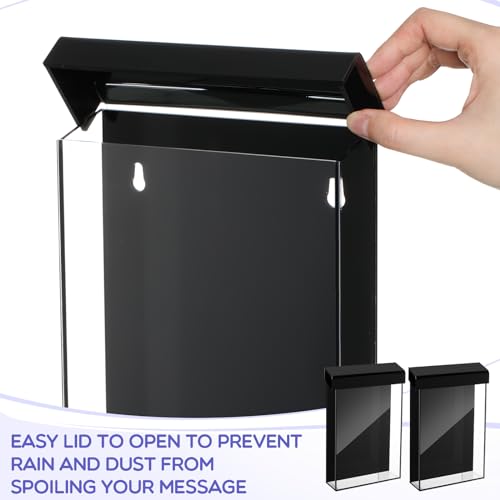 Thyle 1 Pcs 6 x 9 Inch Outdoor Brochure Holder with Lid Acrylic Wall Mount Literature Box with Self Closing Lid Waterproof Clear Heavy Duty with Screws for Flyer Document Pamphlet Display (Black) - color: Black