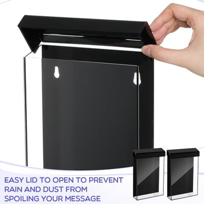 Thyle 1 Pcs 6 x 9 Inch Outdoor Brochure Holder with Lid Acrylic Wall Mount Literature Box with Self Closing Lid Waterproof Clear Heavy Duty with Screws for Flyer Document Pamphlet Display (Black) - color: Black