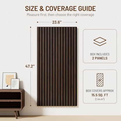 Amsleekey 2-Pack 47.2″x23.6″ Acoustic Wood Wall Panels,4 Hooks, Dark Walnut - color: Dark Walnut, size: 47.2 x 23.6 in - 2 pcs