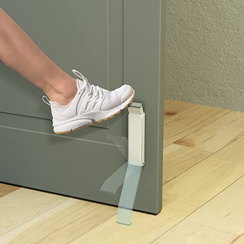 Door Stopper, Door Holder, No Drilling Door Stoppers, Easy Pedal Kick Down Door Stop(White x 1 Pack) - color: White