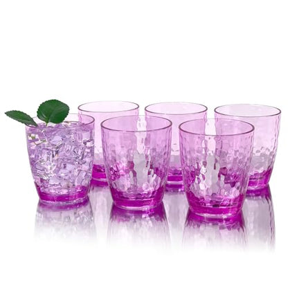 15-Ounce Plastic Tumblers (Set of 6), Reusable Plastic Mugs, BPA-Free Acrylic to Drink Mugs, Shatter Resistant, Textured Interior, Dishwasher Safe (Purple, 15 Ounce) - color: Purple, size: 15 Ounce