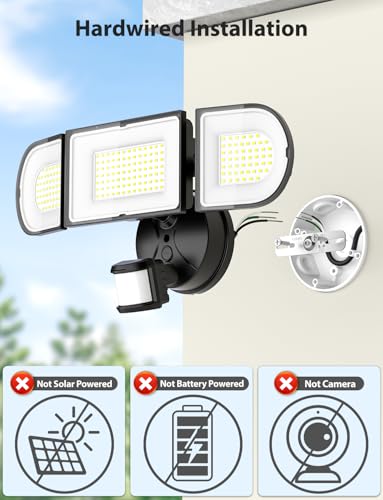Olafus 180W Motion Sensor Outdoor Lights, 18000LM Ultra-Bright Dusk to Dawn LED Security Flood Light Wired, 6500K Daylight, IP65 Waterproof, for Yard/Garage/Driveway, Black - color: Black