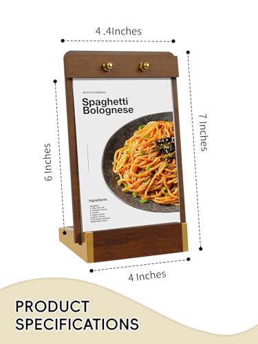 Mini 4X6 Acrylic Sign Holder Tabletop Vertical with Wood-Color Base - size: 4X6 Inch