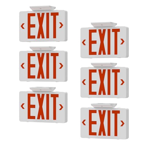 LED Exit Sign with Emergency Light,Double-Sided&Battery Backup 6Pack - size: EM114-6Pack